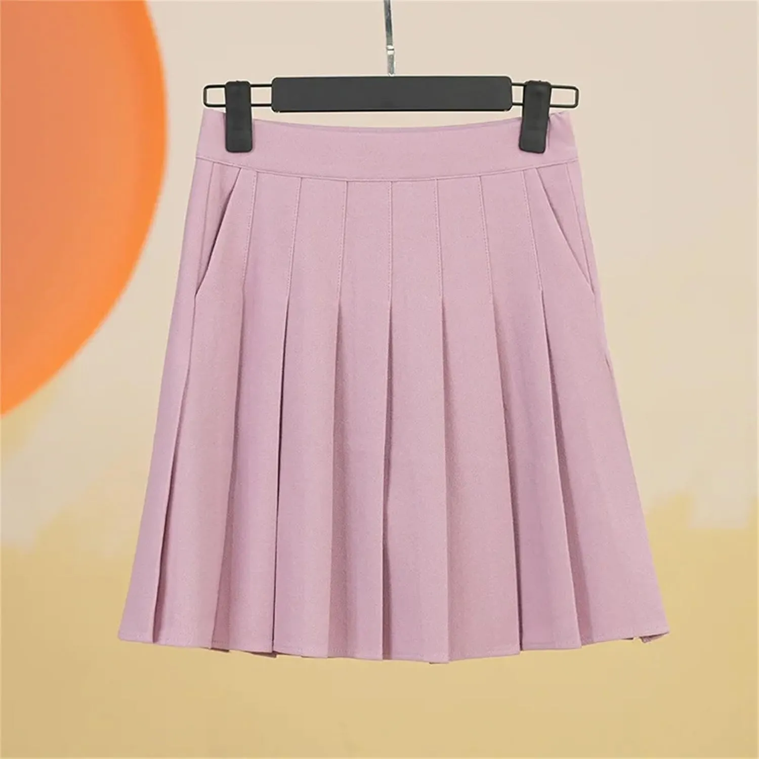Women's High-Waisted Skirt with Pockets  Fashionable Mini Pleated School Uniform Casual Lightweight Golf Skirt
