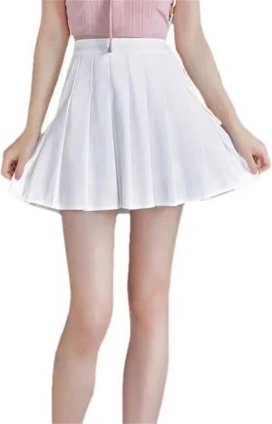 Women's High-Waisted Skirt with Pockets  Fashionable Mini Pleated School Uniform Casual Lightweight Golf Skirt