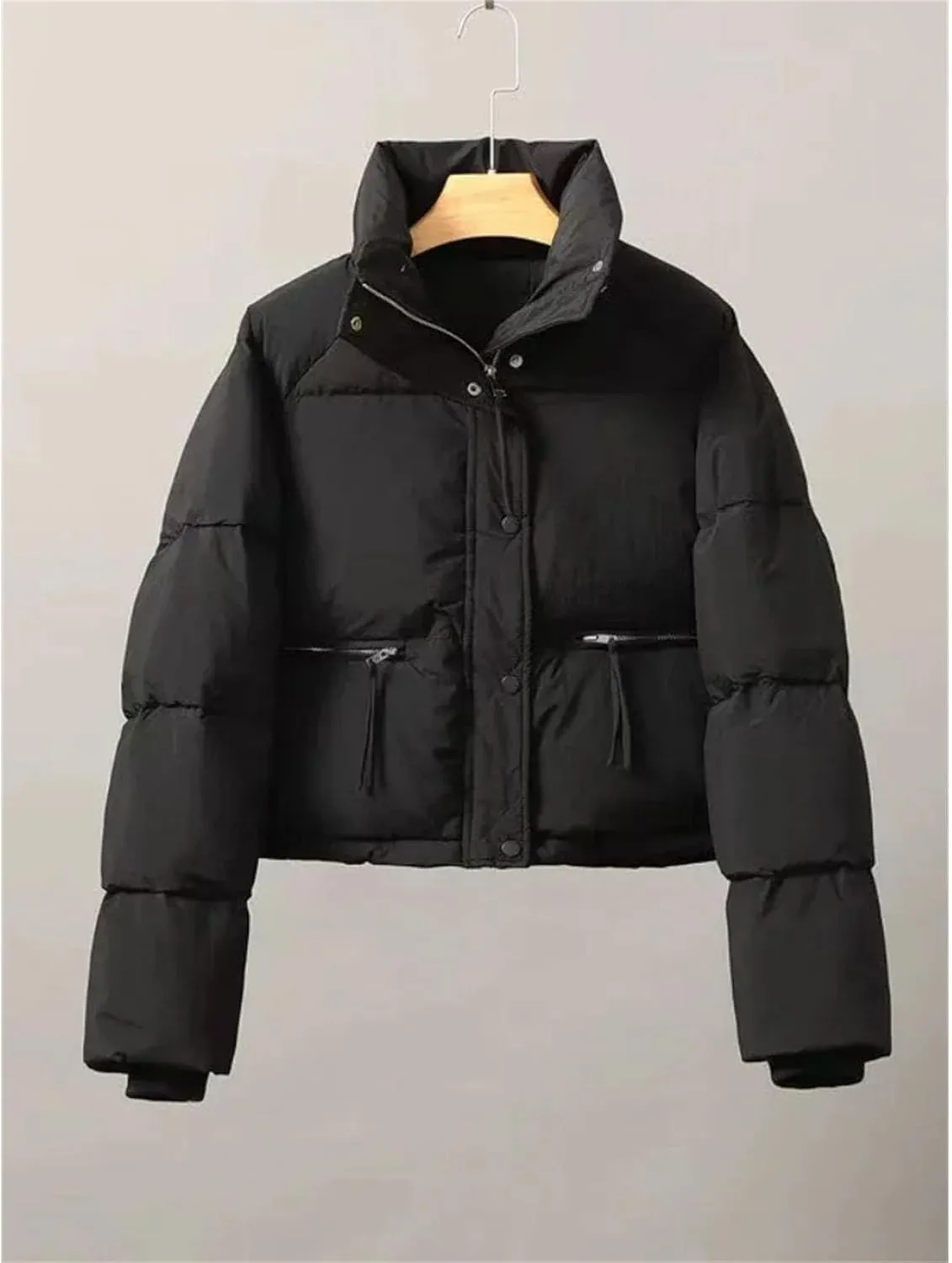 Women's Jacket Cotton-padded Clothes Short Fashion Stand Collar Thicken Bread Jacket Women Coat Tops Winter