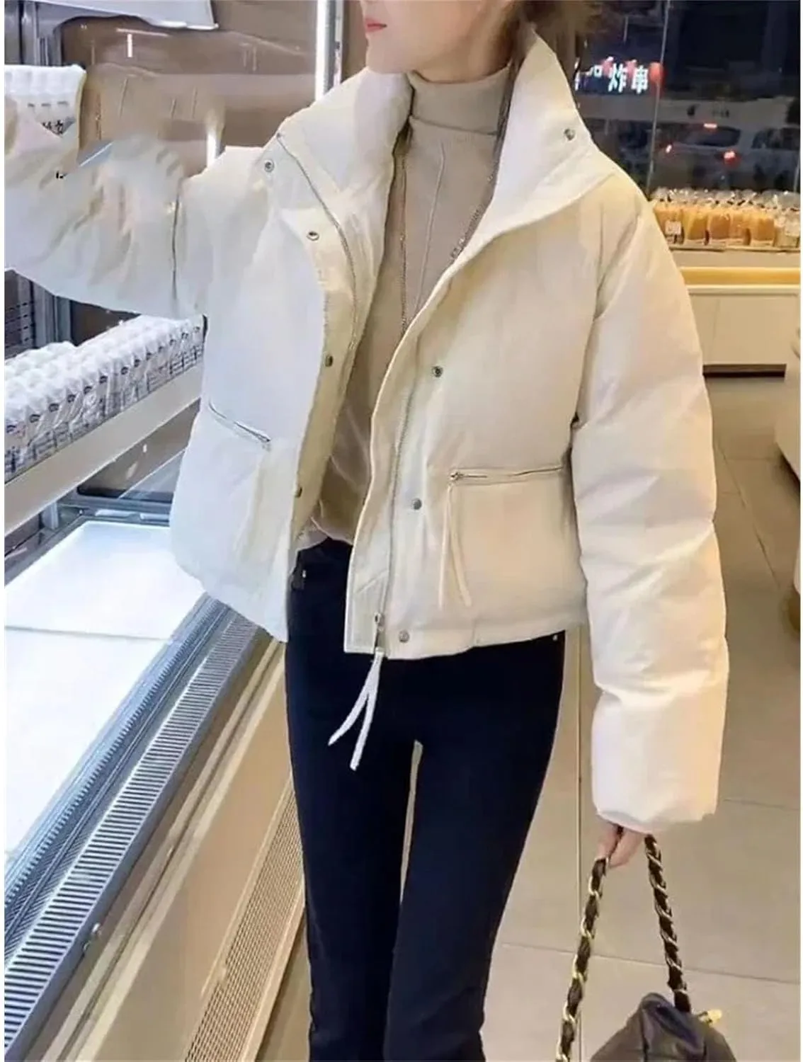 Women's Jacket Cotton-padded Clothes Short Fashion Stand Collar Thicken Bread Jacket Women Coat Tops Winter