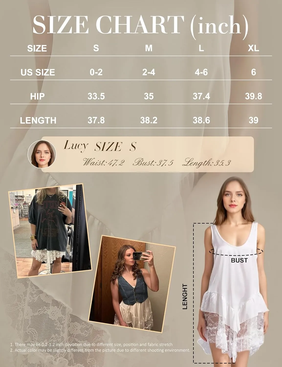 Womens Lace Mini Dress Lace Slip Dress Layering Crewneck Dropped Waist Young in Love Mini Slip Fashion Clothings