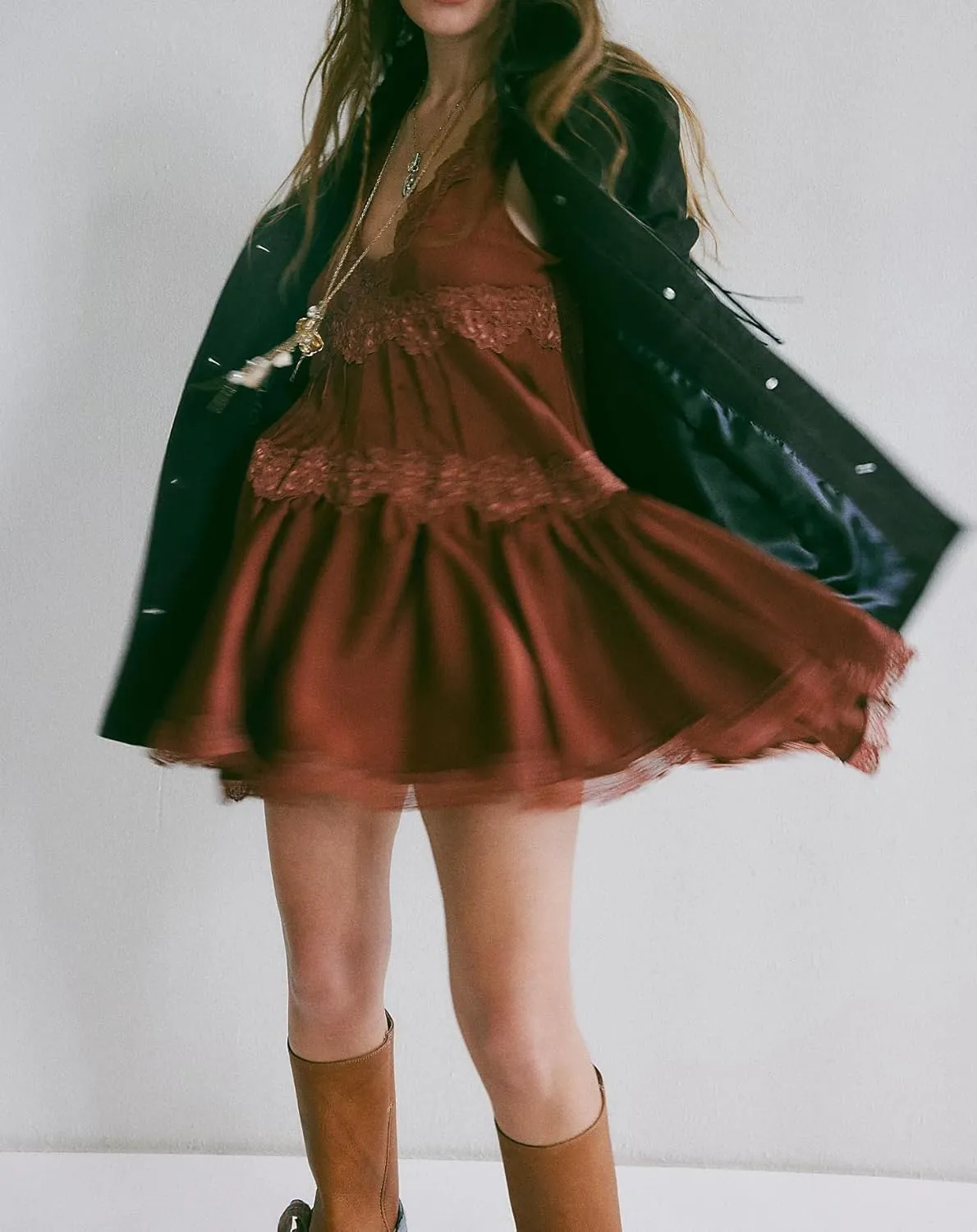 Womens Lace Slip Dress Drop Waist Layering Y2k Sleeveless Sexy Boho Flowy Swing Short Layered Mini Dress