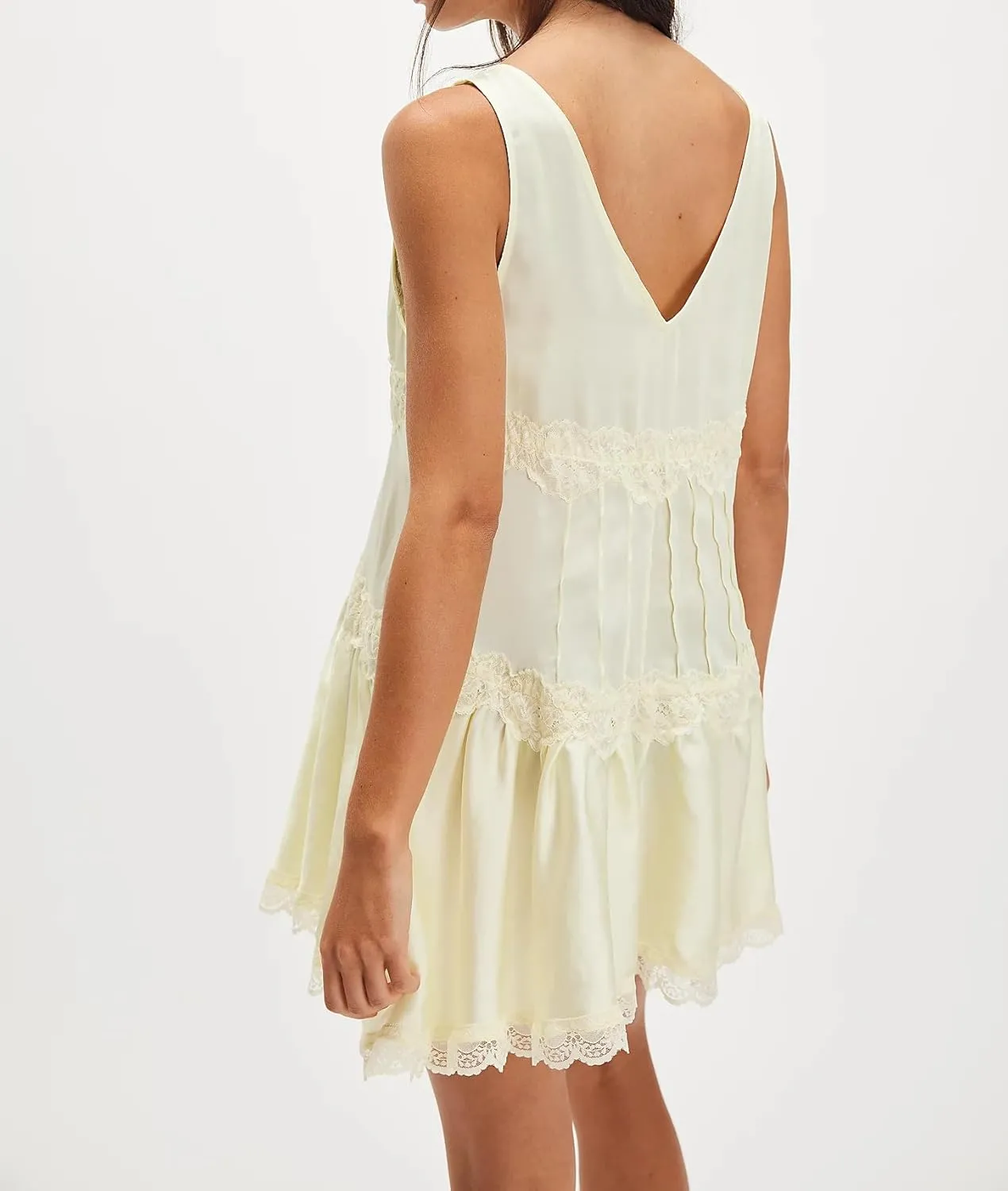 Womens Lace Slip Dress Drop Waist Layering Y2k Sleeveless Sexy Boho Flowy Swing Short Layered Mini Dress