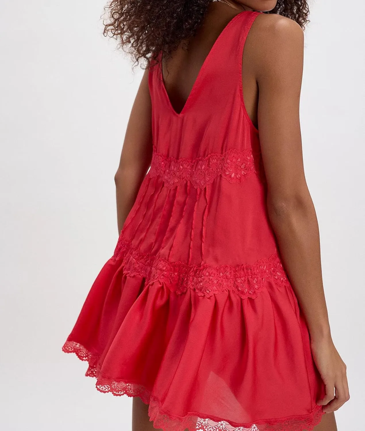 Womens Lace Slip Dress Drop Waist Layering Y2k Sleeveless Sexy Boho Flowy Swing Short Layered Mini Dress