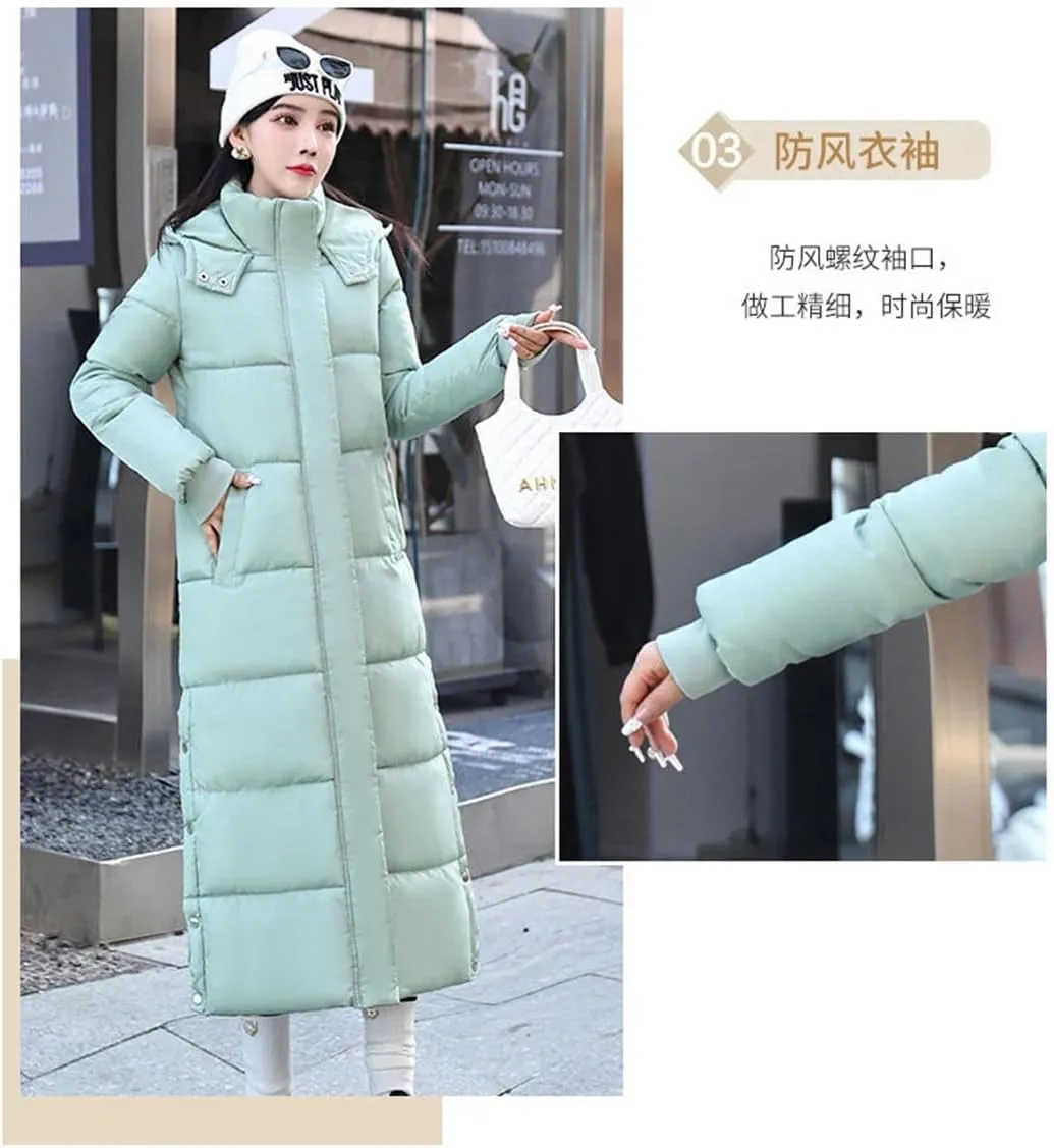 Women's Long Hooded Down Cotton Coat For Jacket Winter Padded Puffer Parkas Thicken Warm Cotton Jacket Overcoat