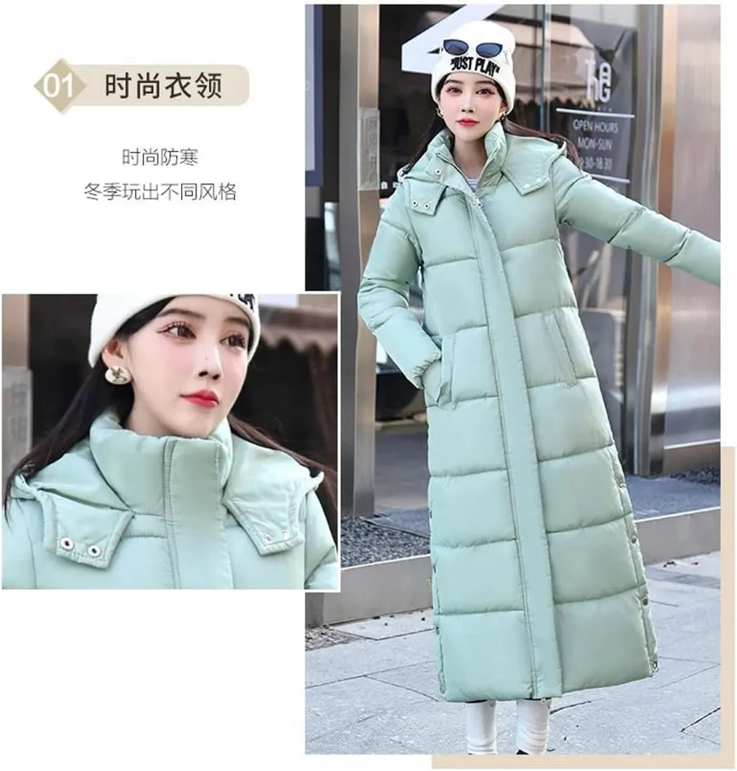 Women's Long Hooded Down Cotton Coat For Jacket Winter Padded Puffer Parkas Thicken Warm Cotton Jacket Overcoat