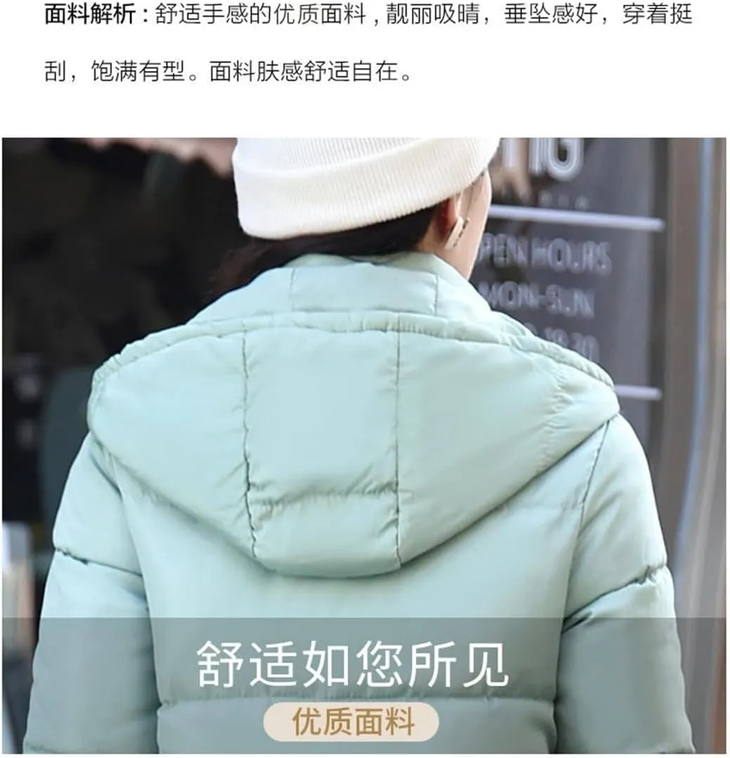 Women's Long Hooded Down Cotton Coat For Jacket Winter Padded Puffer Parkas Thicken Warm Cotton Jacket Overcoat