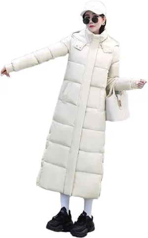 Women's Long Hooded Down Cotton Coat For Jacket Winter Padded Puffer Parkas Thicken Warm Cotton Jacket Overcoat
