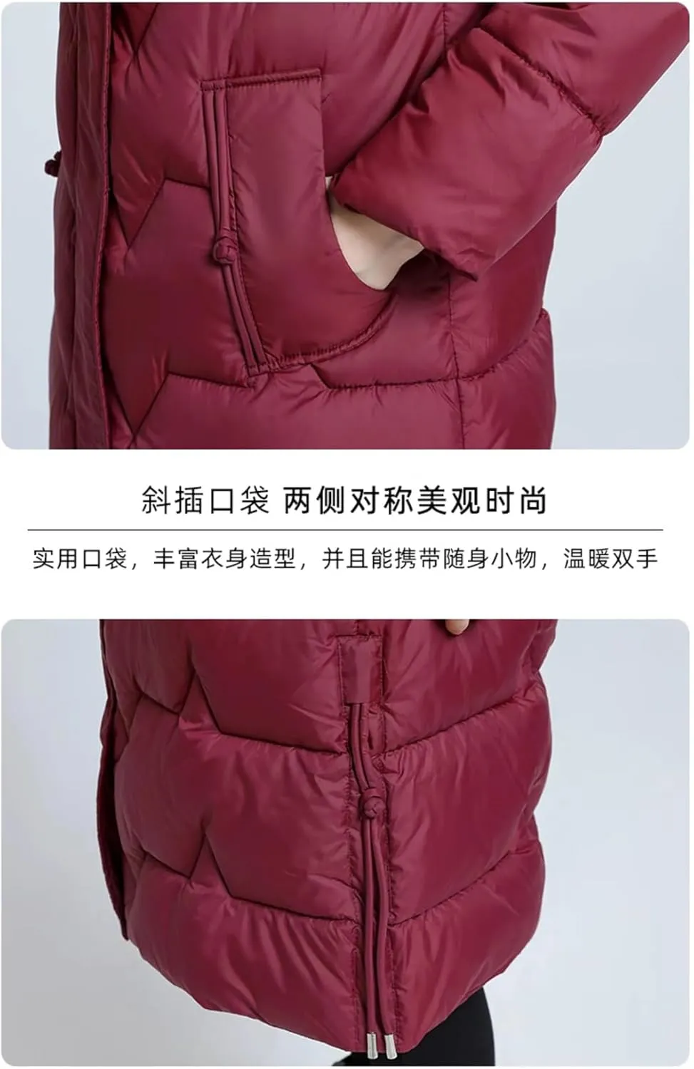 Womens Long Warm Winter Jacket Hooded Down Cotton Coat Cotton-Padded Parkas Femlae Padded Puffer Coat