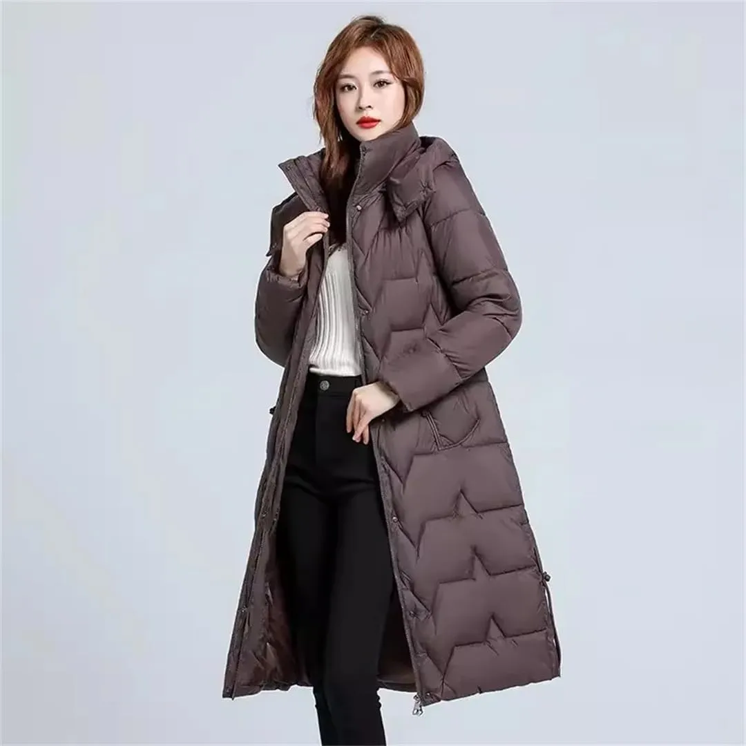 Womens Long Warm Winter Jacket Hooded Down Cotton Coat Cotton-Padded Parkas Femlae Padded Puffer Coat