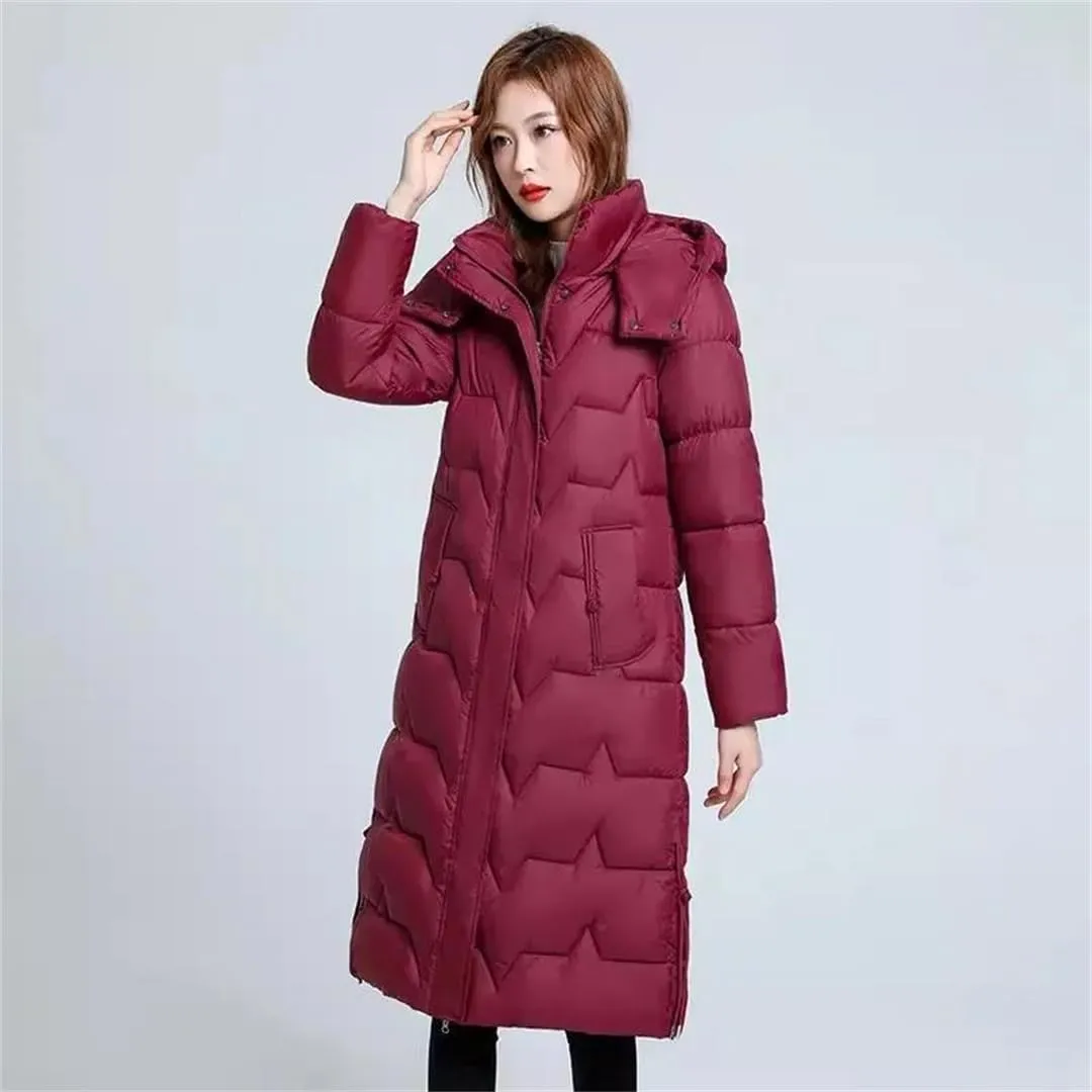 Womens Long Warm Winter Jacket Hooded Down Cotton Coat Cotton-Padded Parkas Femlae Padded Puffer Coat