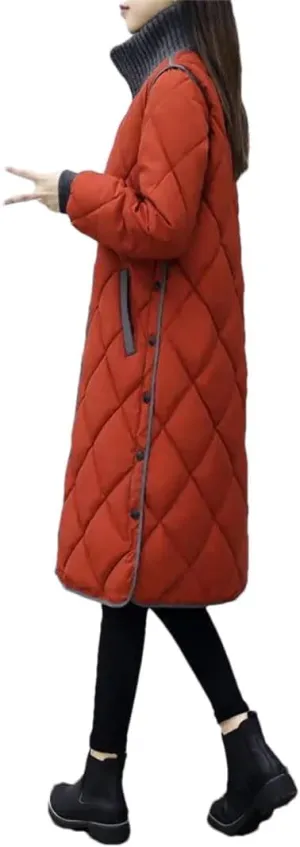 Women's Loose-Fit Down Cotton Coat Medium-Length Padded Jacket Lightweight Warm