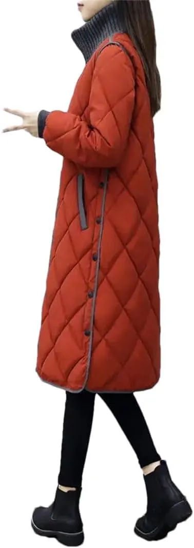 Women's Loose-Fit Down Cotton Coat Medium-Length Padded Jacket Lightweight Warm
