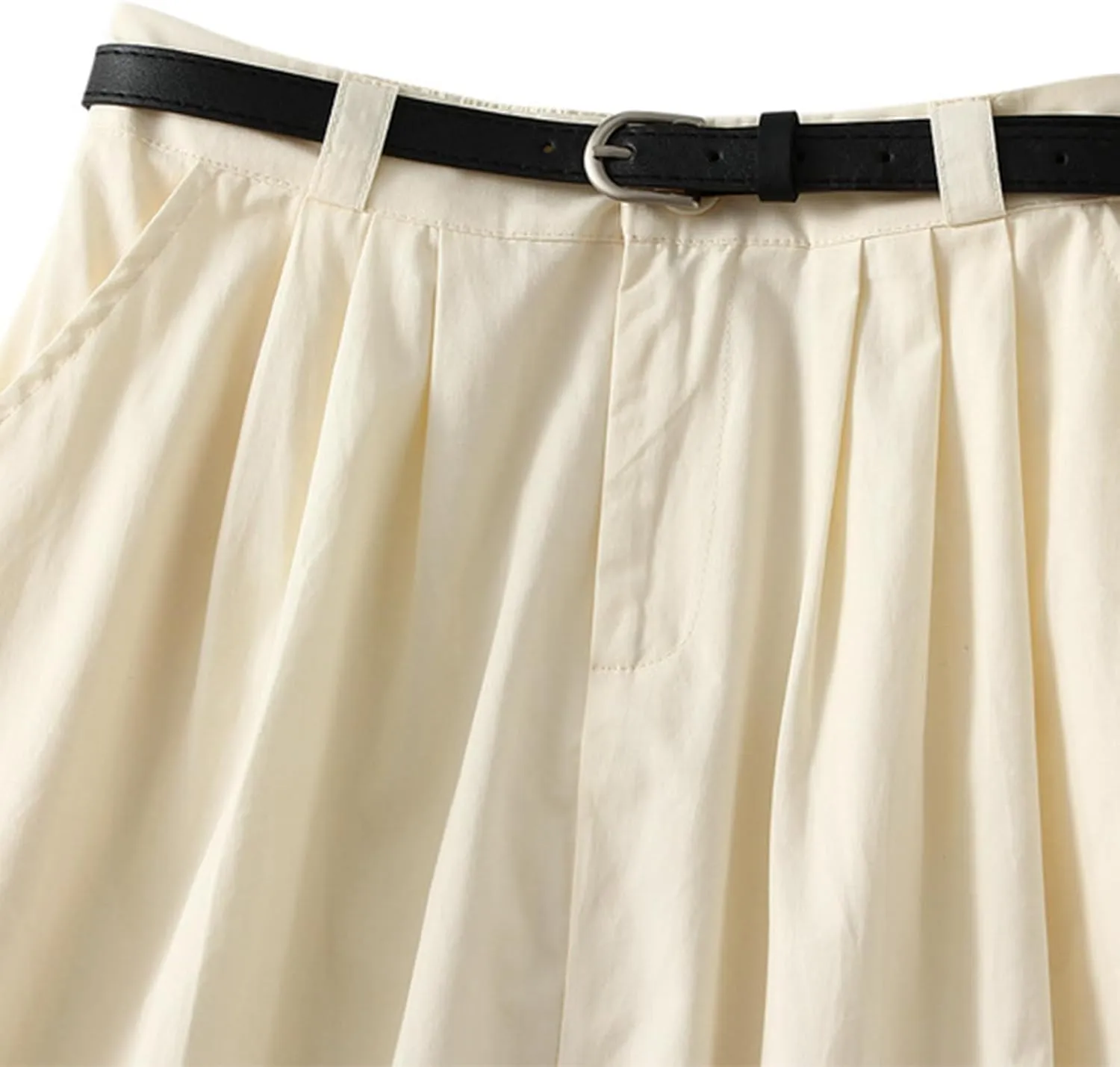 Womens Midi Skirt Pleated Midi Skirts Long Skirt with Pockets Flared Solid Color Dresses Comfort Umbrella Skirt
