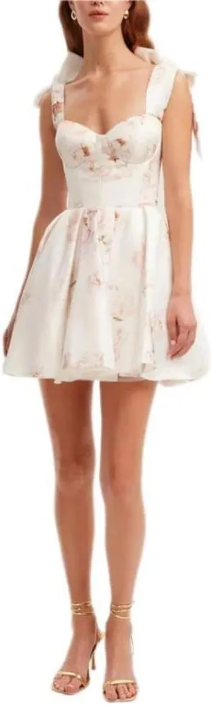 Women's New Strapless Organza Short Floral Temperament Dresses Bridesmaid Prom Evening Gowns