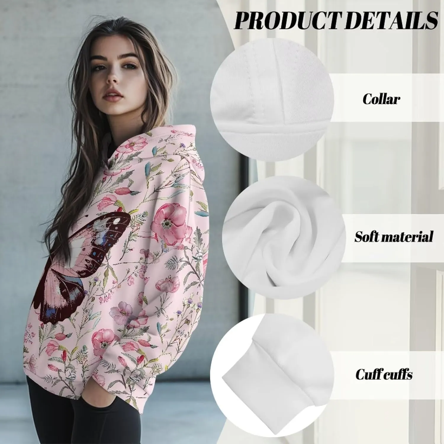 Women's Oversized Sweatshirt Hoodie Comfort Long Sleeve Pullover Sweatshirts Drop Shoulder Fall Outfits Christmas Clothes