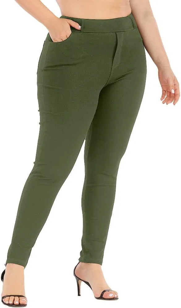 Womens Plus Size Pants Skinny Stretchy High Waisted Casual Ease into Comfort Dress Pants