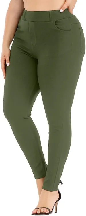 Womens Plus Size Pants Skinny Stretchy High Waisted Casual Ease into Comfort Dress Pants