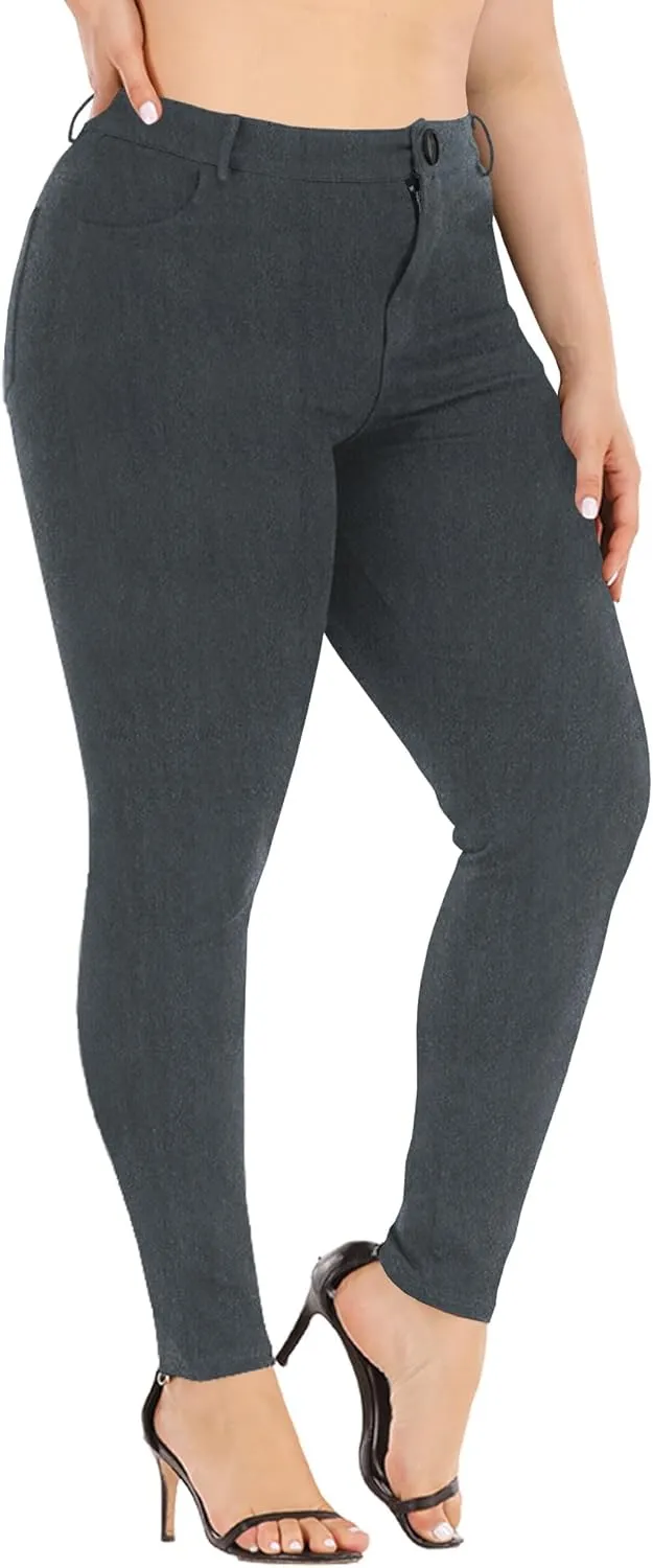 Womens Plus Size Pants Skinny Stretchy High Waisted Casual Ease into Comfort Dress Pants