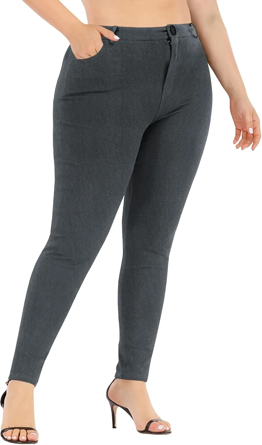Womens Plus Size Pants Skinny Stretchy High Waisted Casual Ease into Comfort Dress Pants