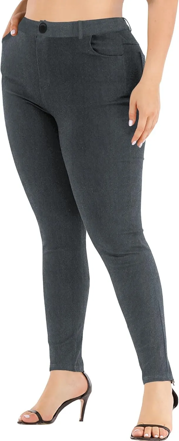 Womens Plus Size Pants Skinny Stretchy High Waisted Casual Ease into Comfort Dress Pants