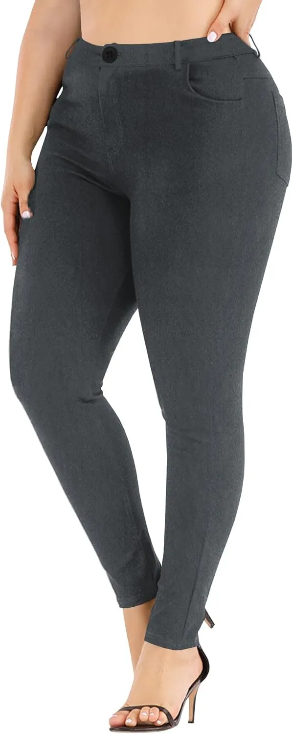 Womens Plus Size Pants Skinny Stretchy High Waisted Casual Ease into Comfort Dress Pants