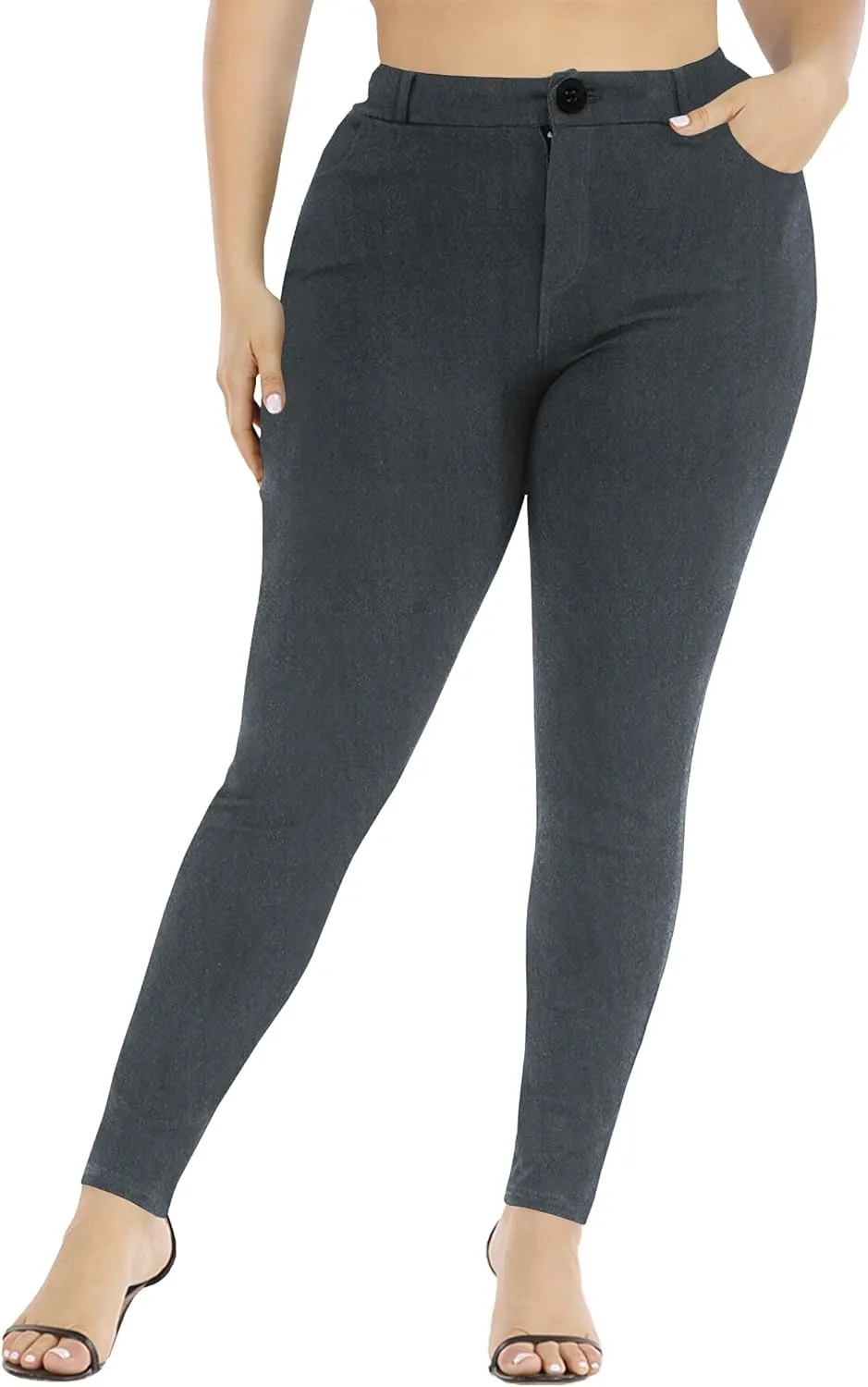 Womens Plus Size Pants Skinny Stretchy High Waisted Casual Ease into Comfort Dress Pants