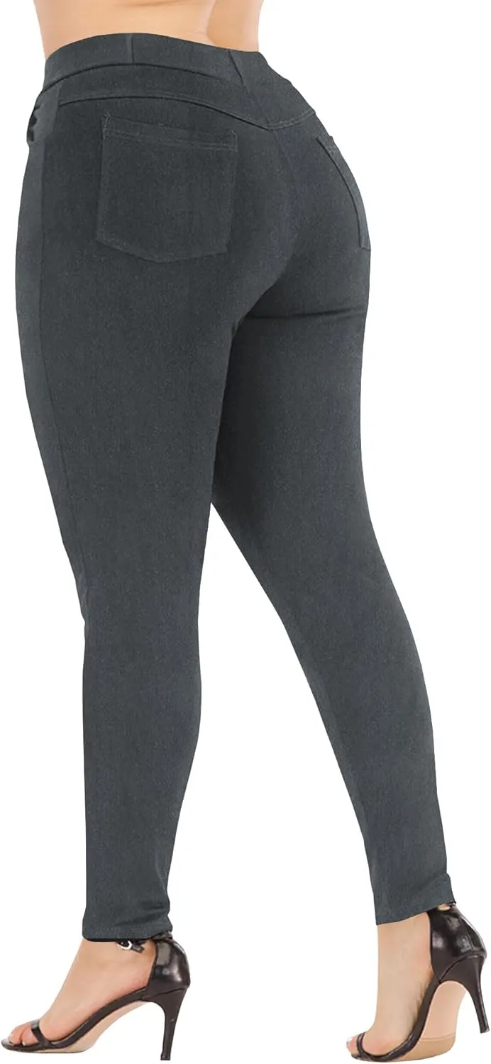 Womens Plus Size Pants Skinny Stretchy High Waisted Casual Ease into Comfort Dress Pants