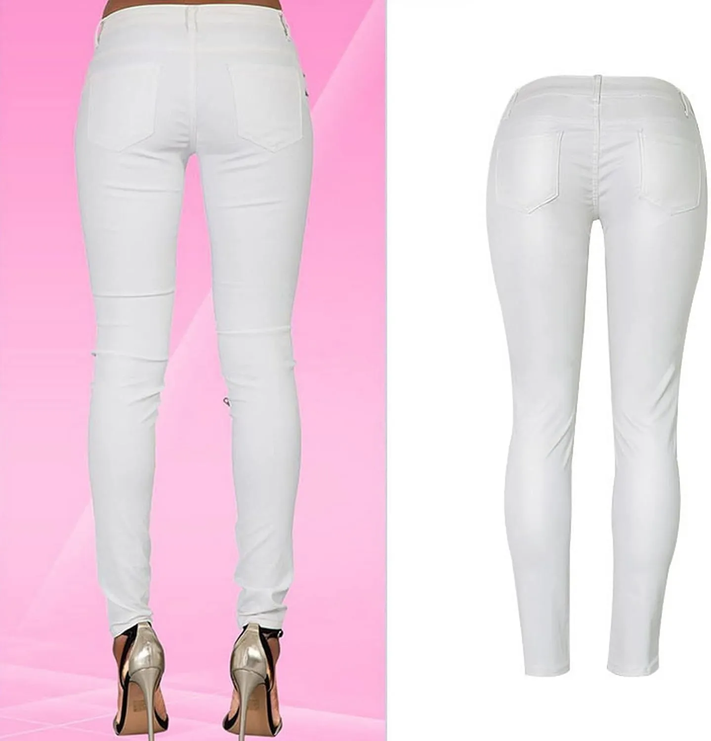 Women's Pu Slim Pants Faux Leather Stretch Skinny Jeans Pencil Pants Biker Pants