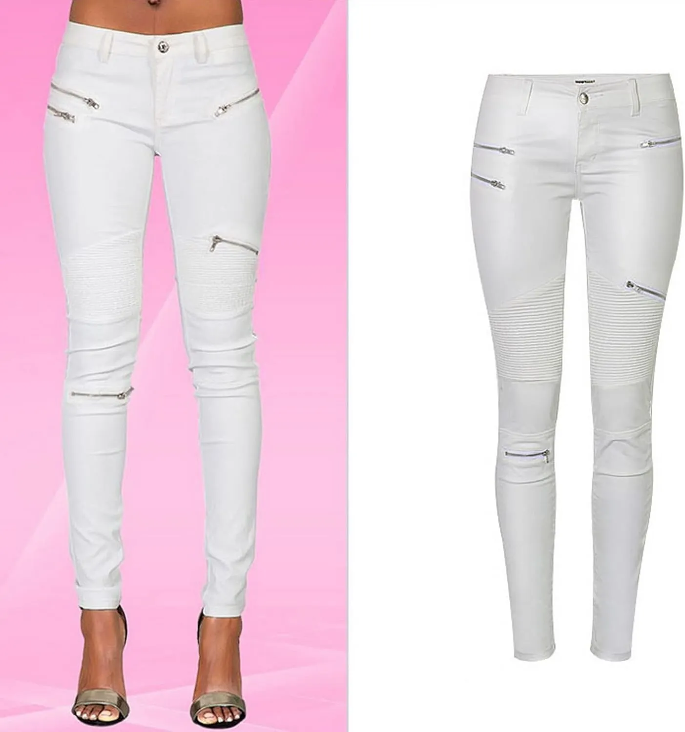 Women's Pu Slim Pants Faux Leather Stretch Skinny Jeans Pencil Pants Biker Pants