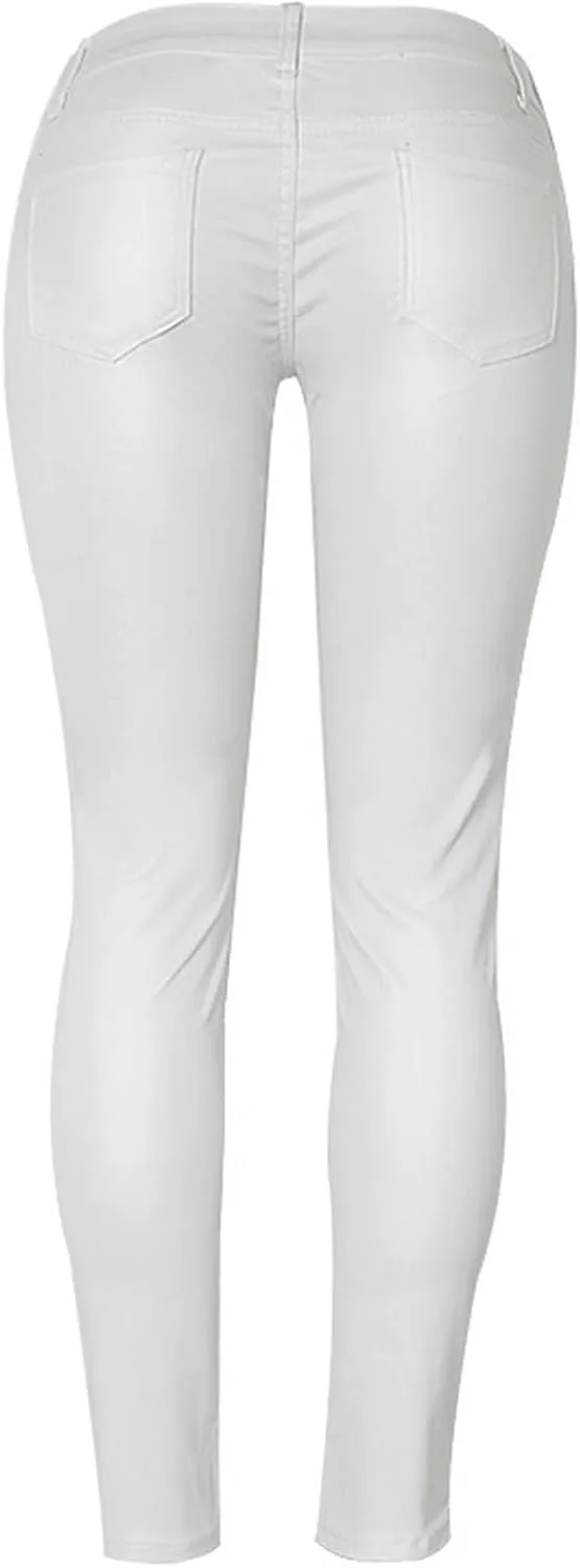 Women's Pu Slim Pants Faux Leather Stretch Skinny Jeans Pencil Pants Biker Pants