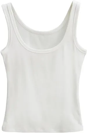 Women's Round Neck Sleeveless Camisole Solid Color Casual Slim Fit Lightweight Summer Tank Top
