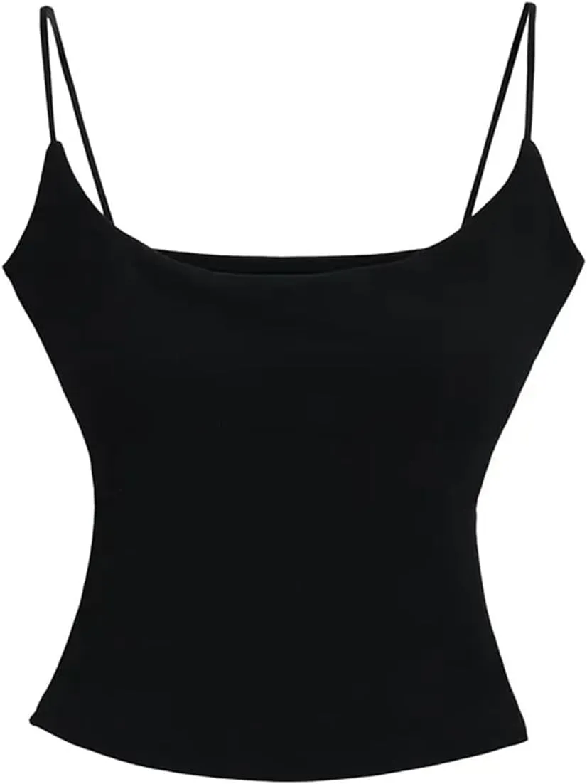 Women's Round Neck Spaghetti Strap Camisole Slim Summer Casual Slim Tank Top Y2k