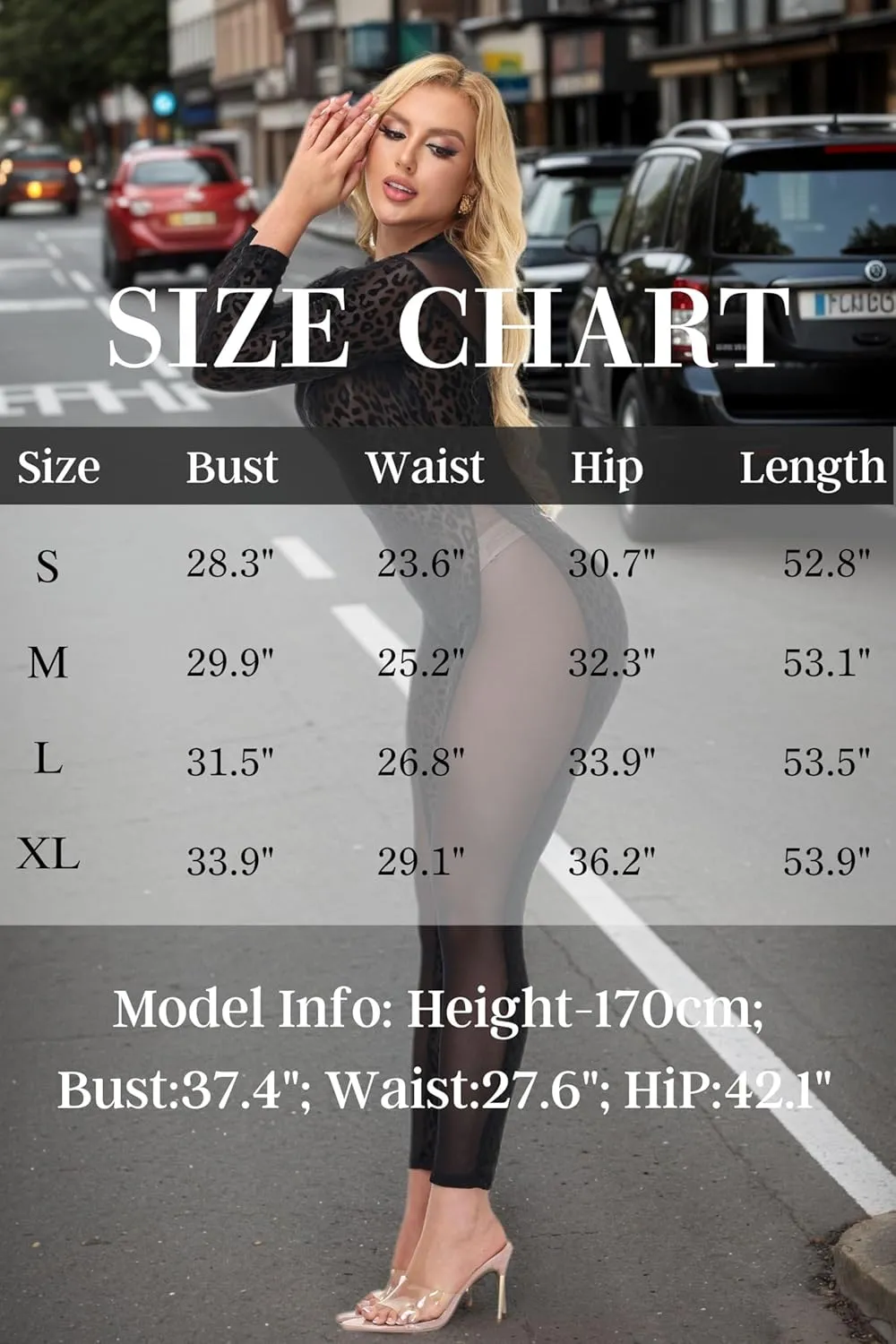 Women's Sexy See Through Leopard Jumpsuit Long Sleeve V Neck Mesh Sheer Bodycon Jumpsuit Cocktail Party Clubwear