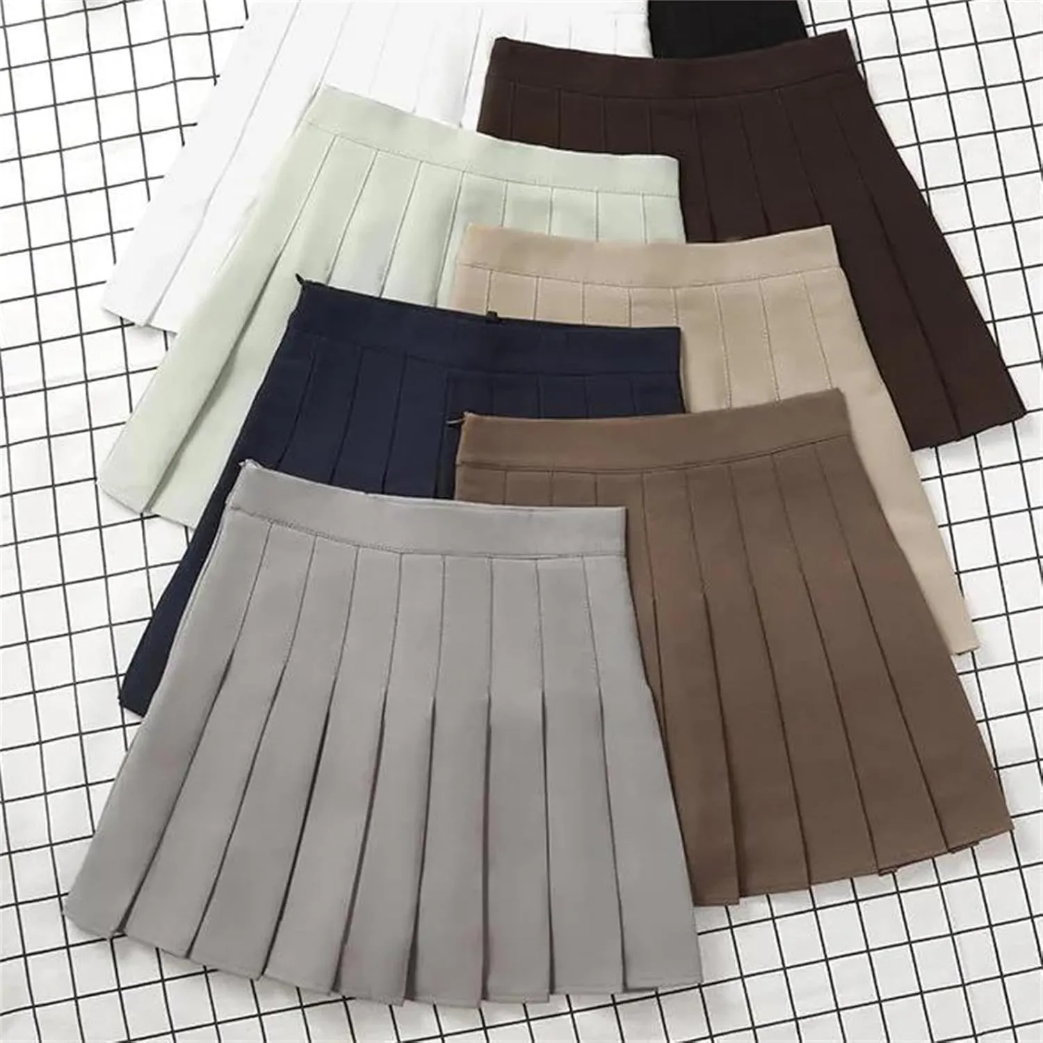 Women's Summer High Waist Mini Pleated Skirt  School Girl Uniform Skirt Casual Tennis Skirts