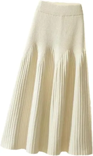 Women's Sweater Dresses Fashion Pleated High Waisted A-Line Half Length Skirt Loose Women's Mid Length Skirt