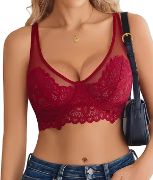 Women's Underwire Bra Lace Full Coverage Push Up T-Shirt Bralette