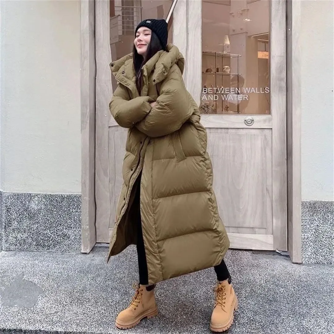Womens Winter Jacket Down Cotton Coat Long Cotton-Padded Coat Female Thick Warm Puffer Parkas Hooded Overcoat