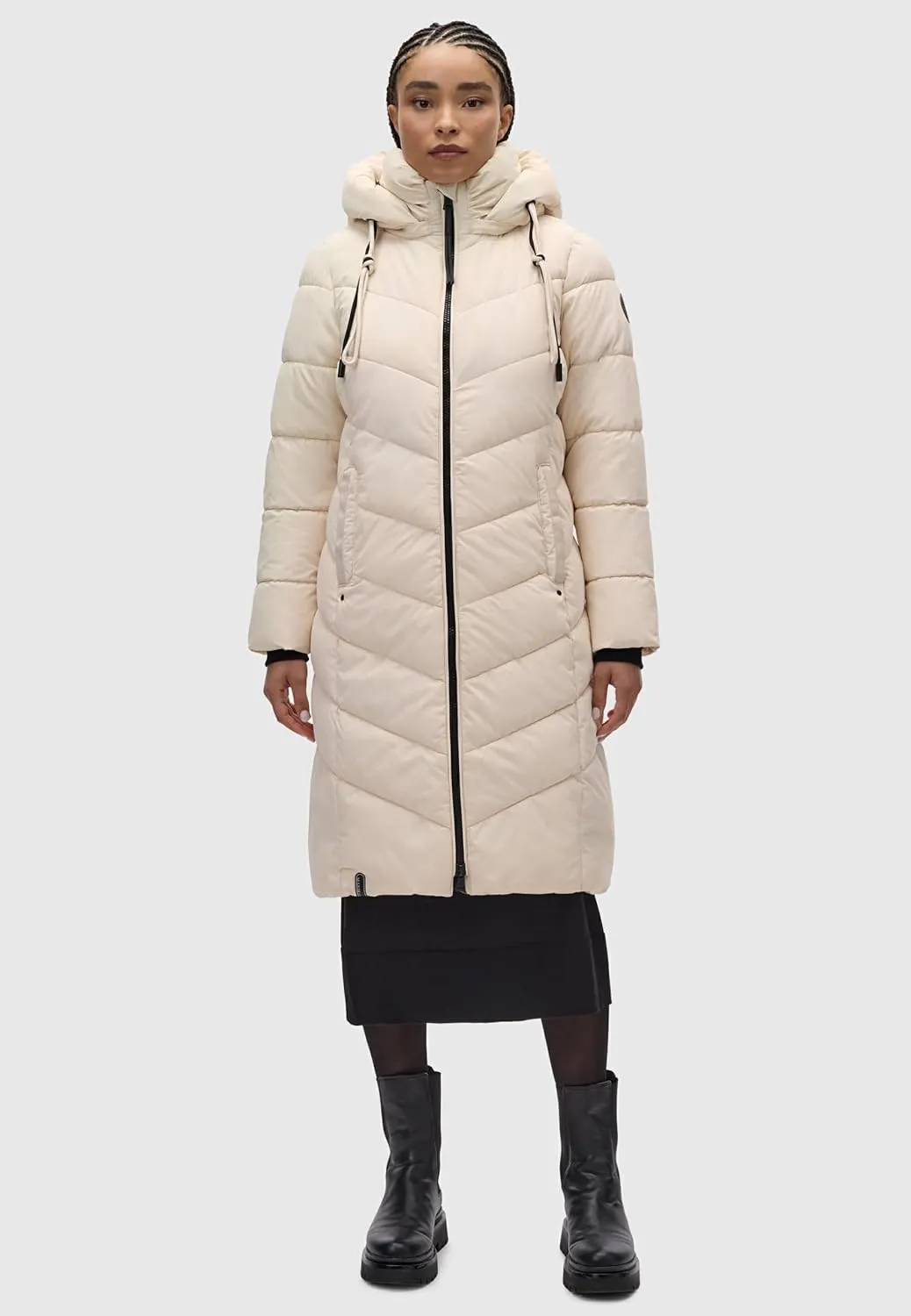 Women's Winter Jacket with Hood | Windproof & Weather-Resistant Jacket | Quilted, Puffy Coat | Sahnekatzii XIV XS-5XL
