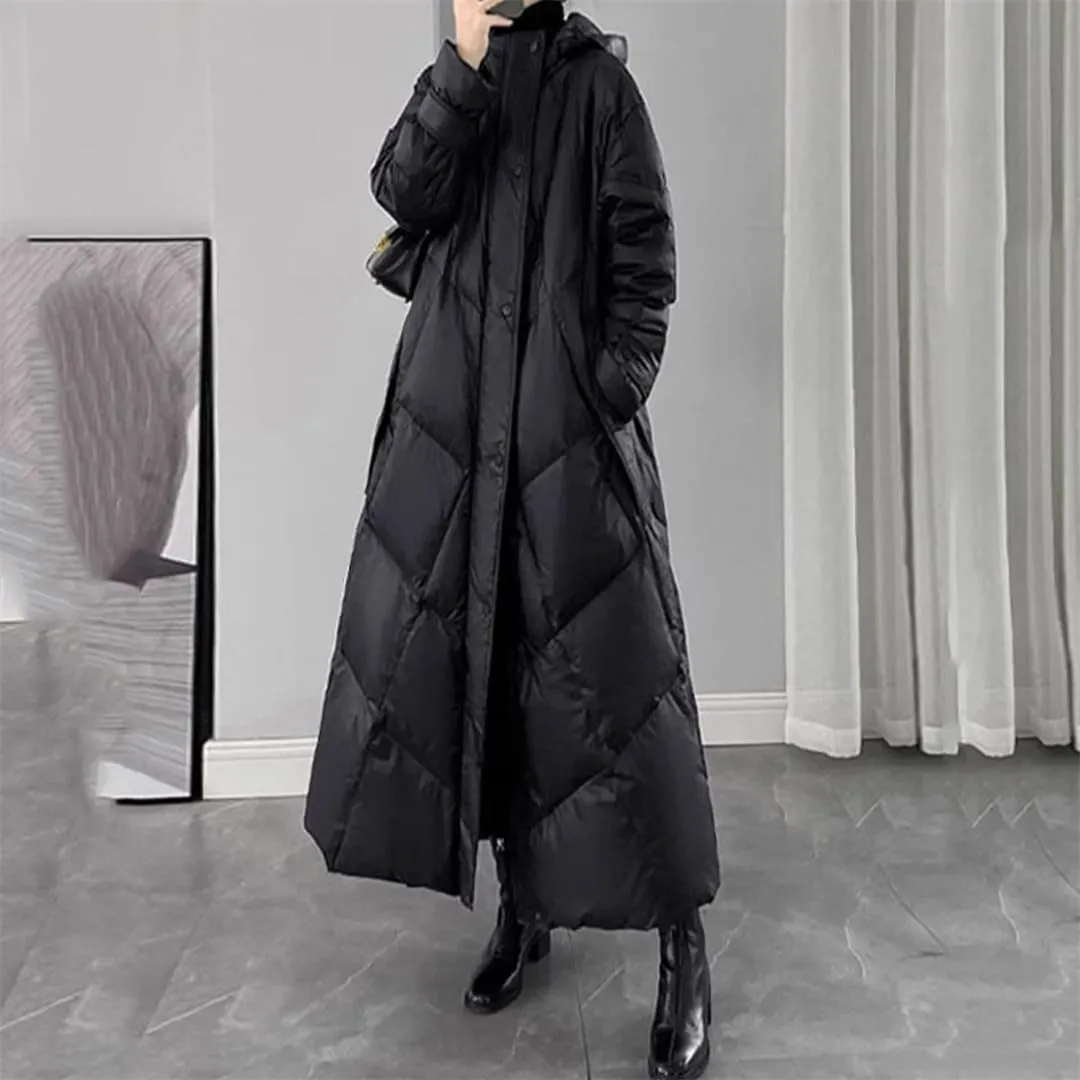 Womens Winter Puffer Coat Long Warm Down Cotton Coat Hodoed Cotton-Padded Coat Jacket Casual Overcoat