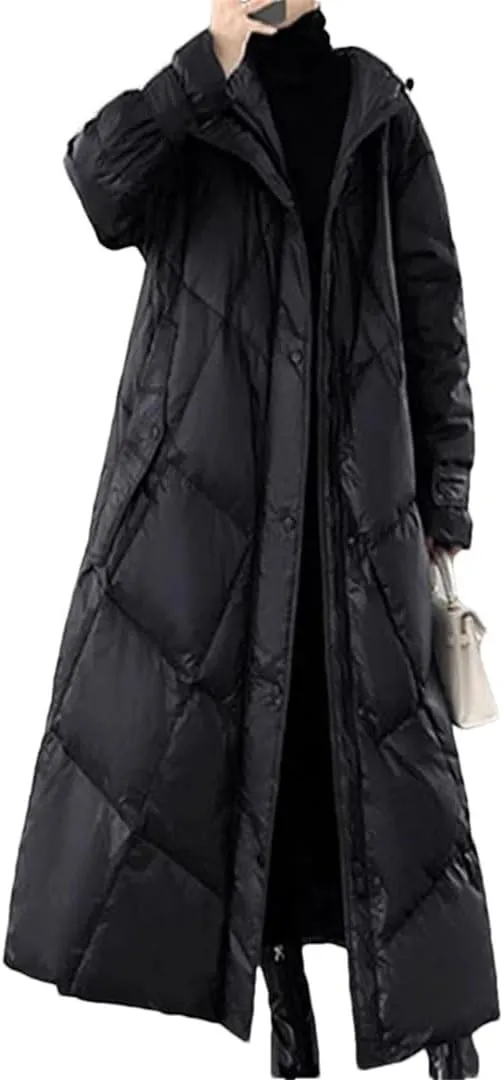 Womens Winter Puffer Coat Long Warm Down Cotton Coat Hodoed Cotton-Padded Coat Jacket Casual Overcoat