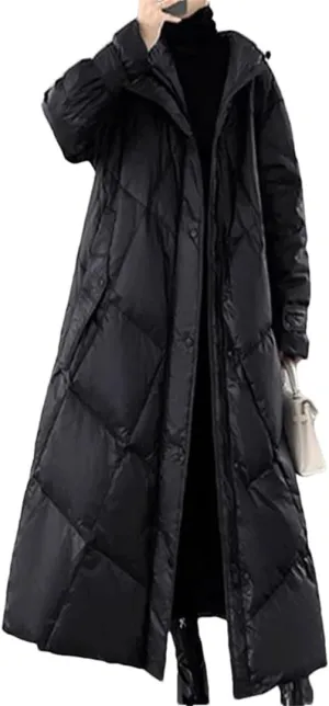 Womens Winter Puffer Coat Long Warm Down Cotton Coat Hodoed Cotton-Padded Coat Jacket Casual Overcoat