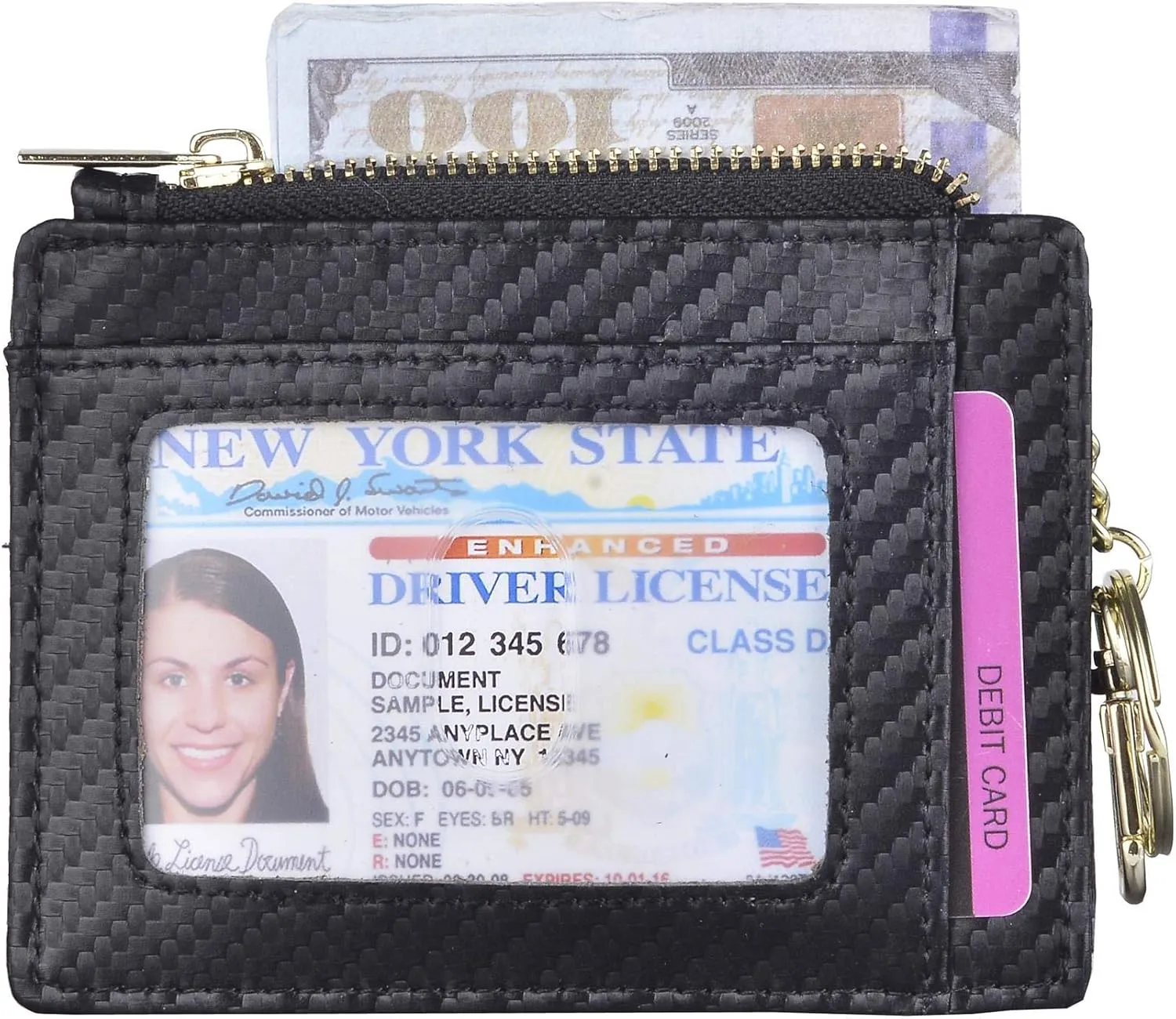 woogwin Slim RFID Credit Card Holder for Women Mini Front Pocket Wallet Purse With Keychain