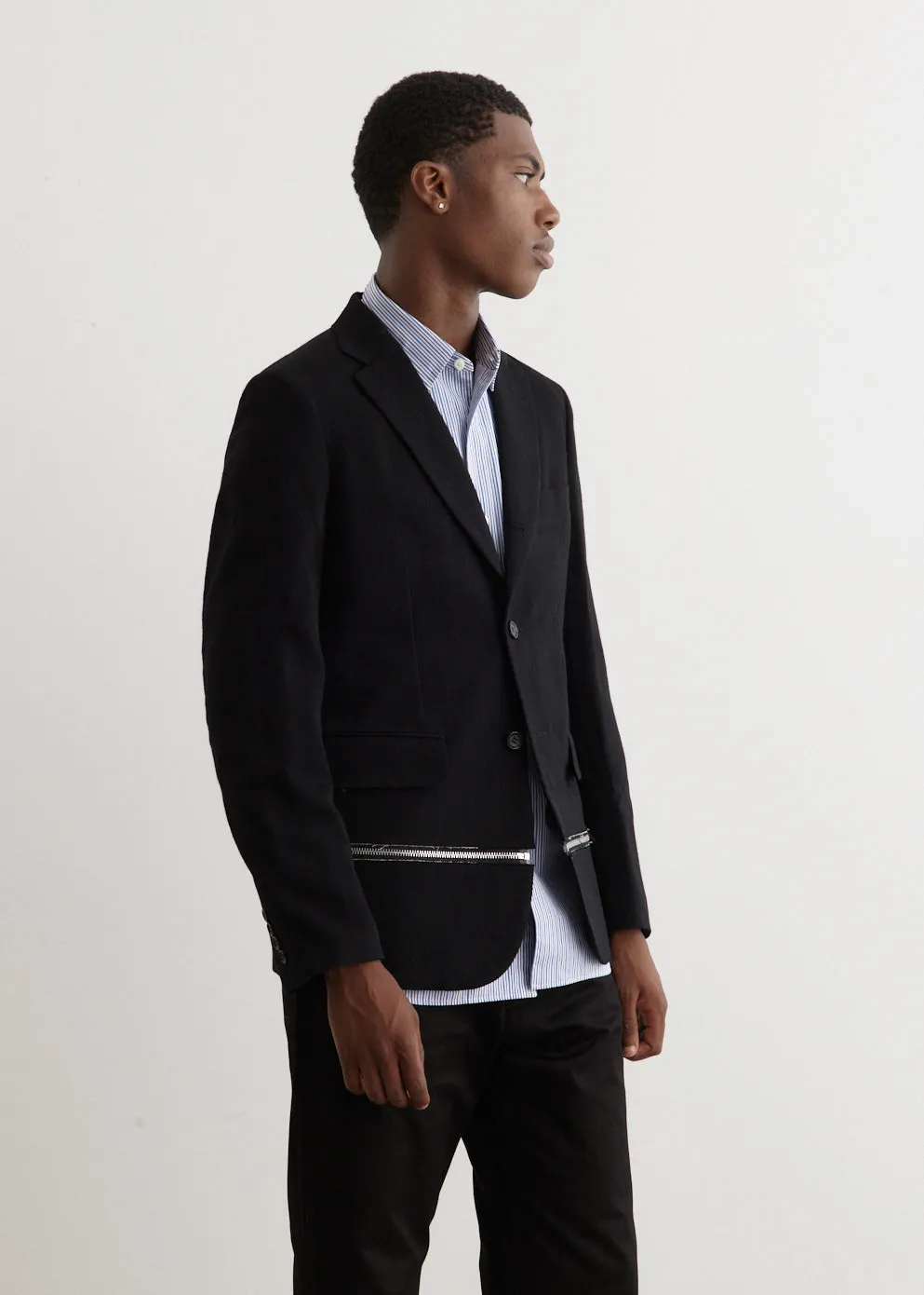 Wool Linen Zipper Blazer