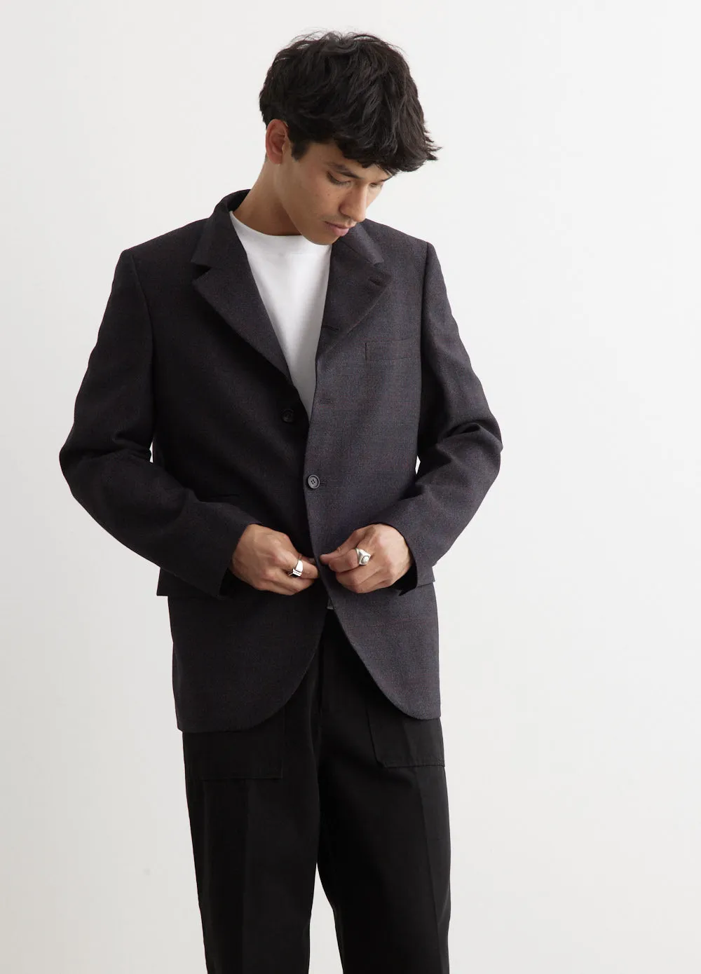 Wool Milled Check Blazer