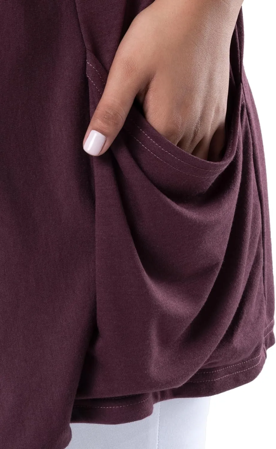 Wright's womens Plus Size 3/4" Sleeve Draped Open Front Jersey Pocket Cardigan