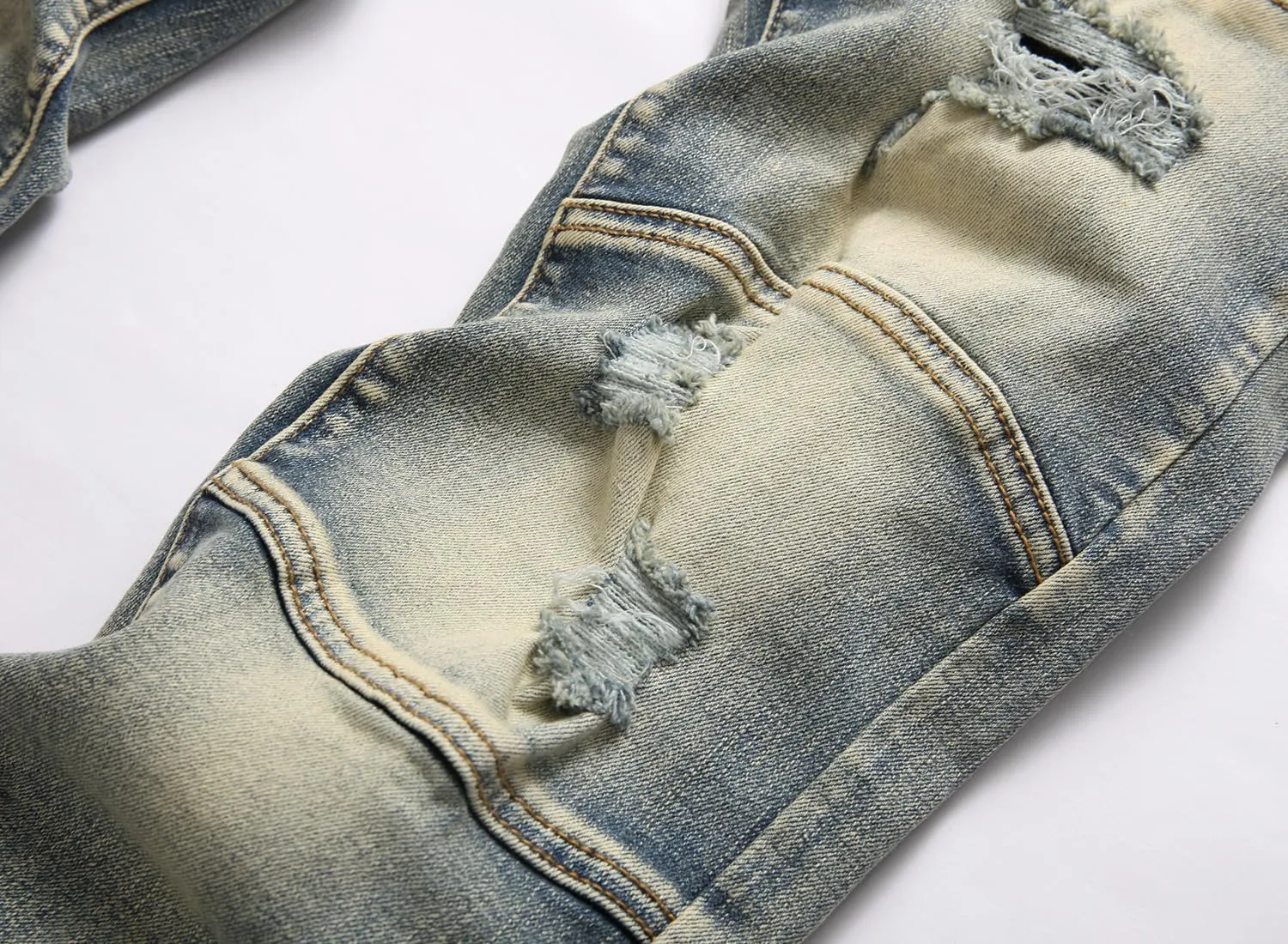 XIMXIMMTIAN Mens Slim Fit Jeans Stretch Ripped Biker Jeans for Men Fashion Straight Comfort Flex Waist Casual Denim Pants