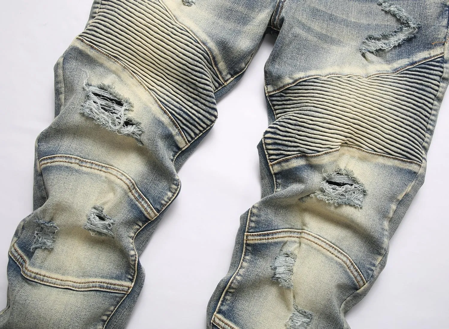 XIMXIMMTIAN Mens Slim Fit Jeans Stretch Ripped Biker Jeans for Men Fashion Straight Comfort Flex Waist Casual Denim Pants