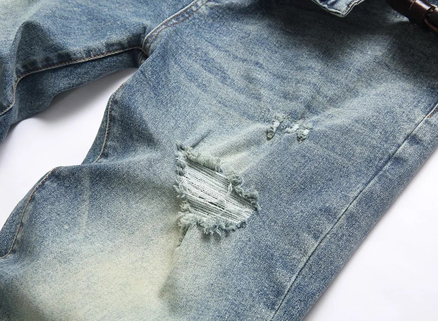 XIMXIMMTIAN Mens Slim Fit Jeans Stretch Ripped Biker Jeans for Men Fashion Straight Comfort Flex Waist Casual Denim Pants