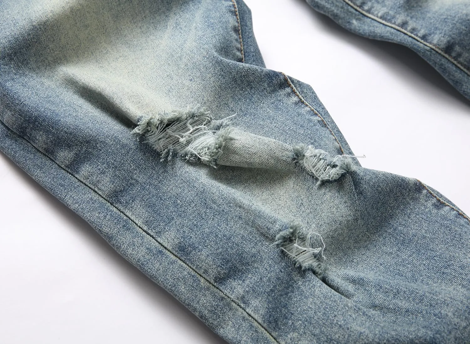 XIMXIMMTIAN Mens Slim Fit Jeans Stretch Ripped Biker Jeans for Men Fashion Straight Comfort Flex Waist Casual Denim Pants